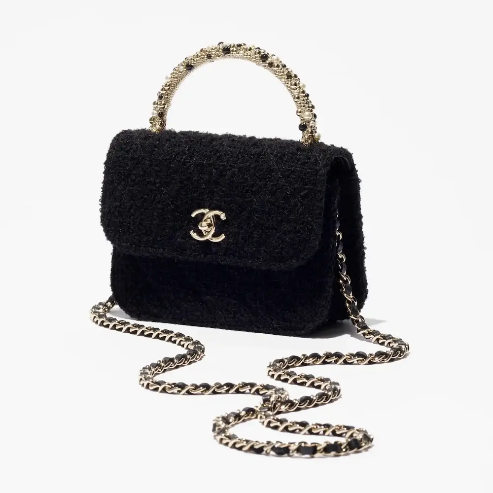 chanel clutch with chain tweed imitation pearls gold tone metal AP4975B2260894305