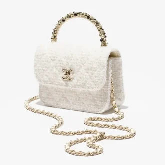 chanel clutch with chain tweed imitation pearls gold tone metal AP4975B22608M4812