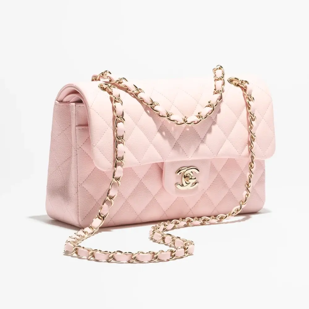 chanel small classic handbag grained shiny calfskin gold tone metal A01113B10583NH620 #2