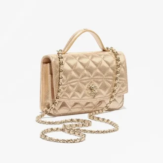 chanel wallet on chain metallic grained calfskin gold tone metal AP4401B22667U5223