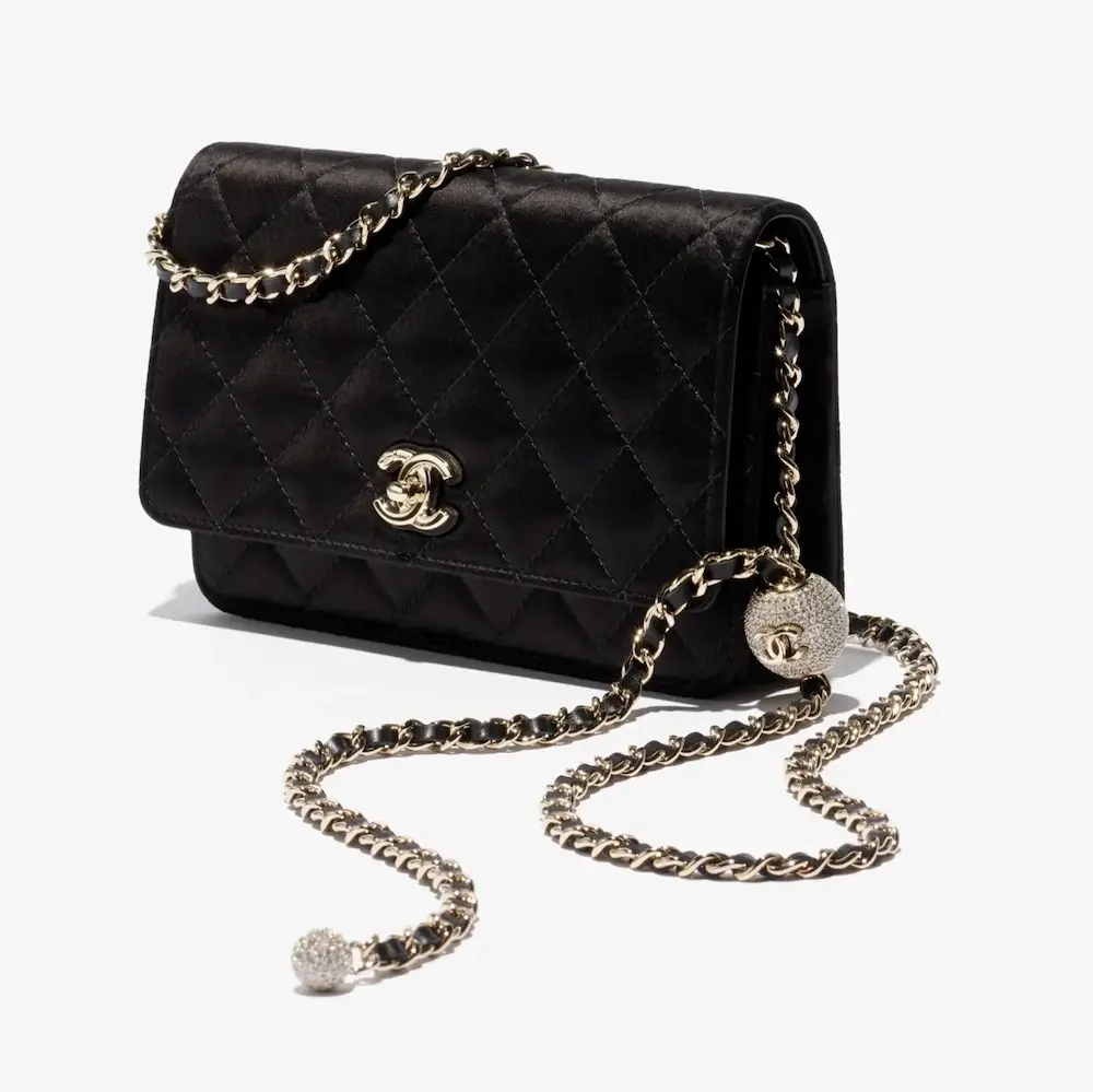 chanel wallet on chain mixed fibers silk strass gold tone metal AP1450B2272794305