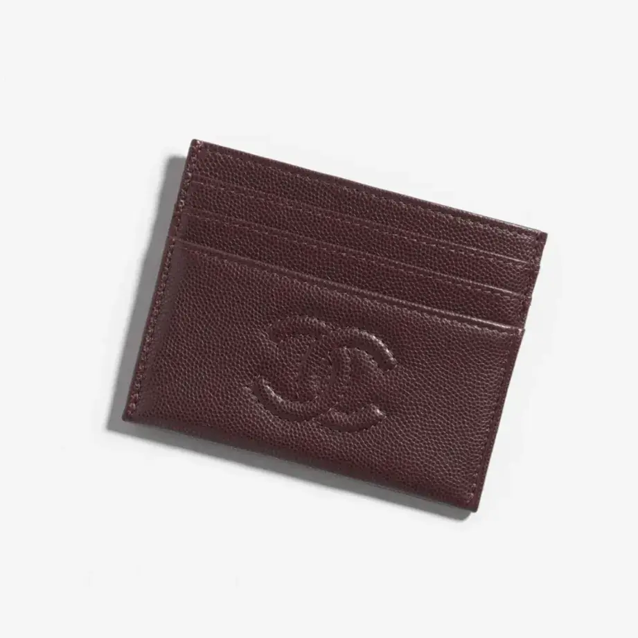 Chanel card holder grained shiny calfskin gold tone metal AP4706B20633U1115