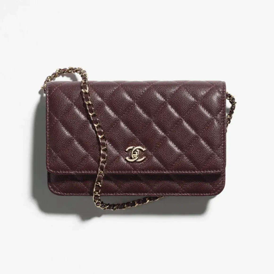 Chanel classic wallet on chain grained shiny calfskin gold tone metal AP4241B10583U1115