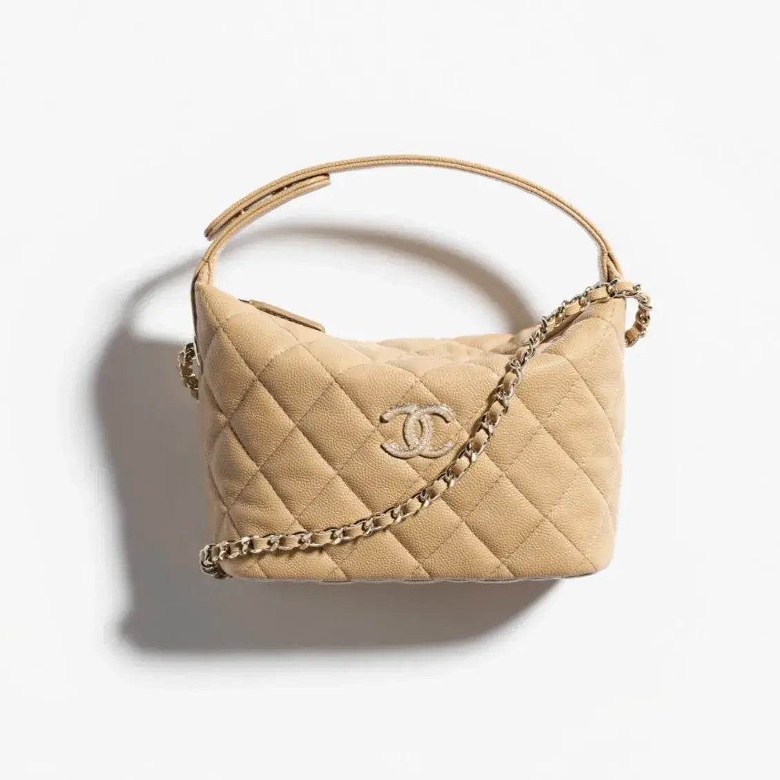 Chanel clutch with chain grained shiny calfskin gold tone metal AP4747B20637U1111