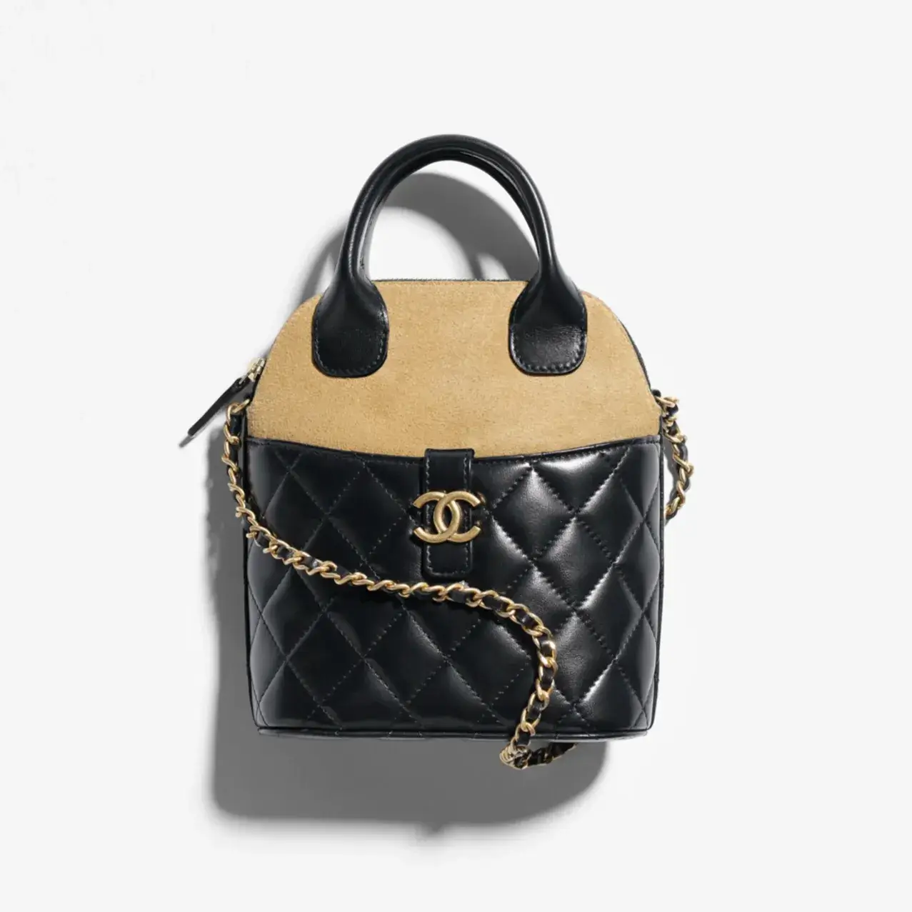 Chanel clutch with chain suede calfskin shiny lambskin gold tone metal AP4742B20685U1546