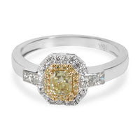 Yellow Diamond Halo Ring in 18KT Yellow Gold 0.68ctw