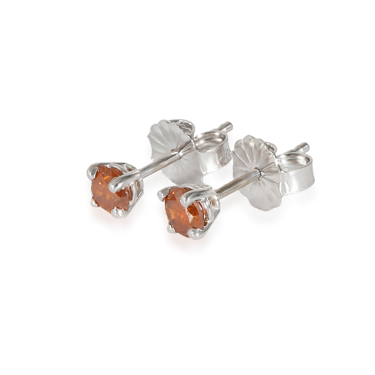 Fancy Orange Diamond Stud Earring in 14K White Gold (0.43 CTW Orange/I2-I3)