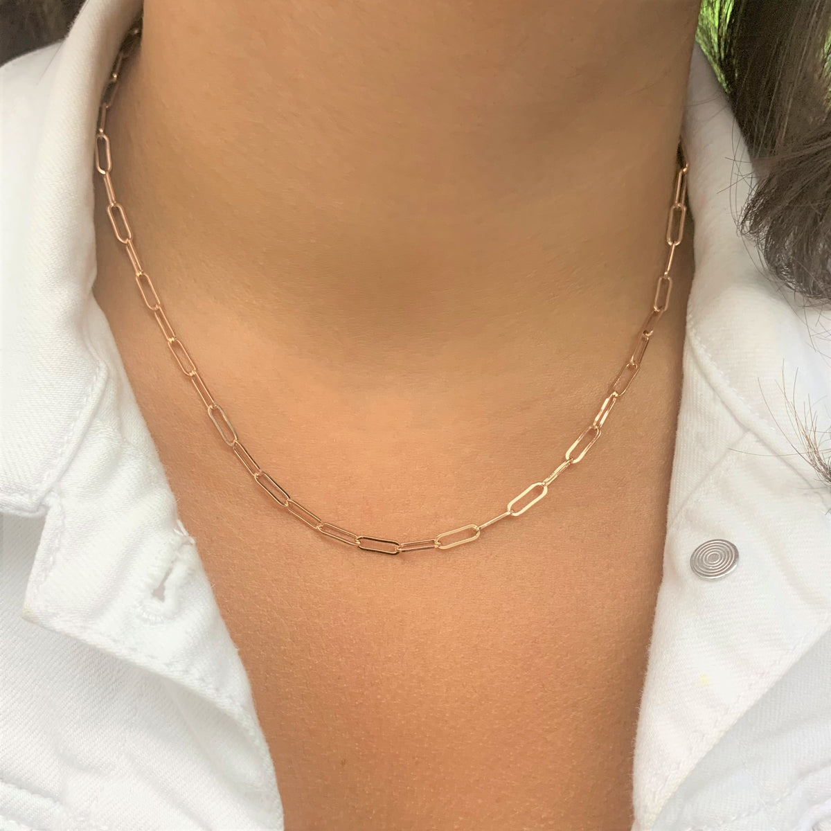 Paperclip Link Necklace in 14K Rose Gold