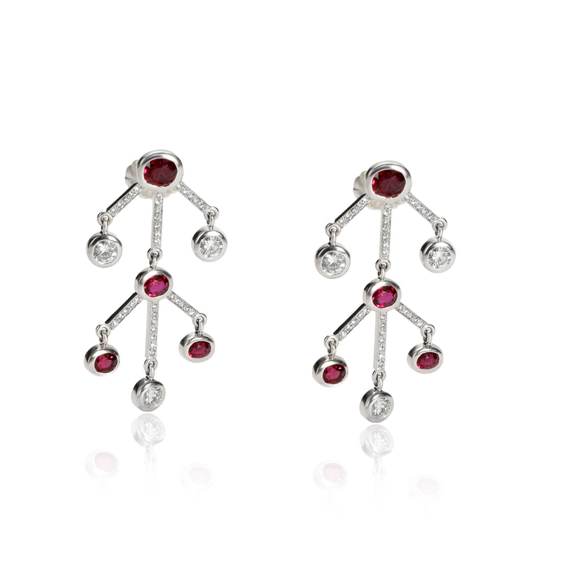 Ruby and Diamond Earrings in 18KT White Gold