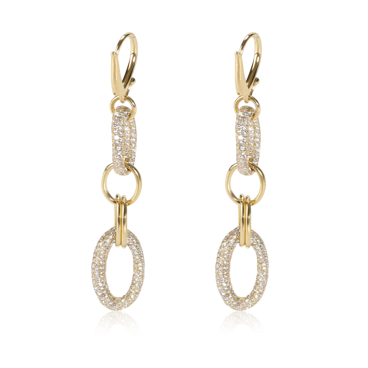 Stardust Oval Link Drop Diamond Earring in 18K Yellow Gold 4.24 CTW