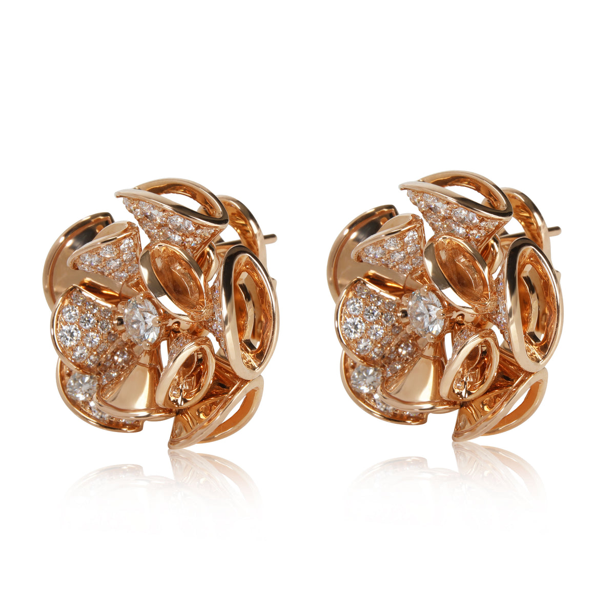 Divas Dream En Tremblant Flower Earrings in 18k Rose Gold, 2.6 Ctw