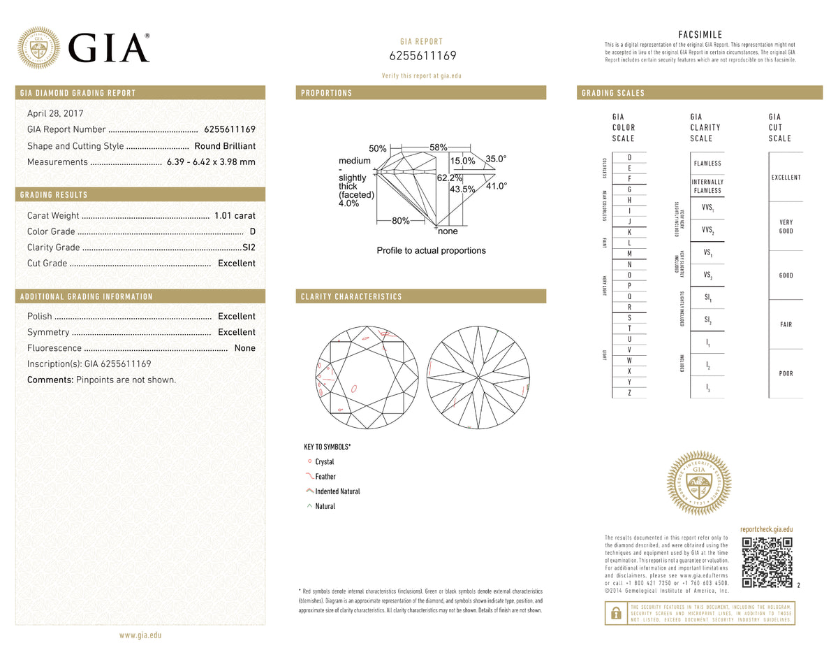 GIA Certified 1.01 Ct Round cut D SI2 Loose Diamond