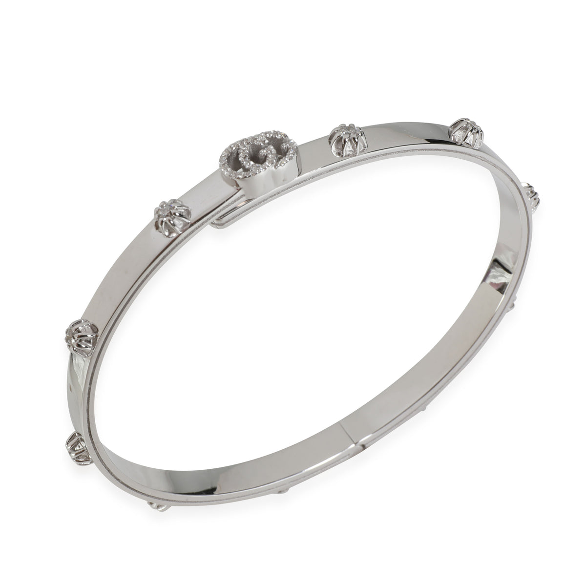 Running G Diamond Slim Bangle in 18 White Gold 0.41 CTW