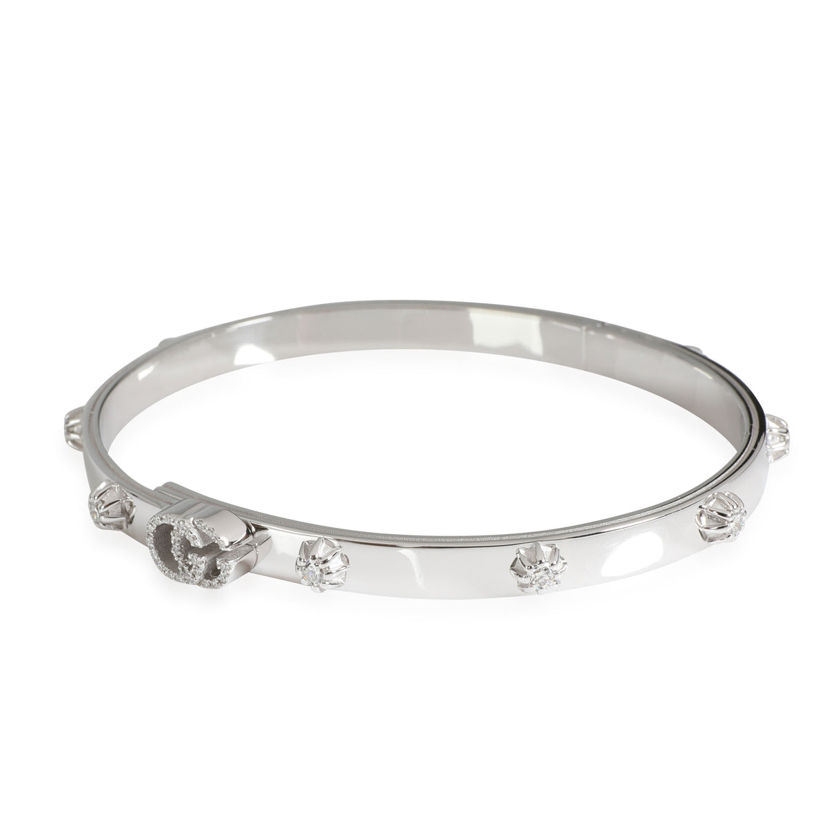 Running G Diamond Slim Bangle in 18 White Gold 0.41 CTW