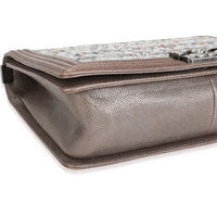 Taupe and Multicolor Tweed Large Boy Bag