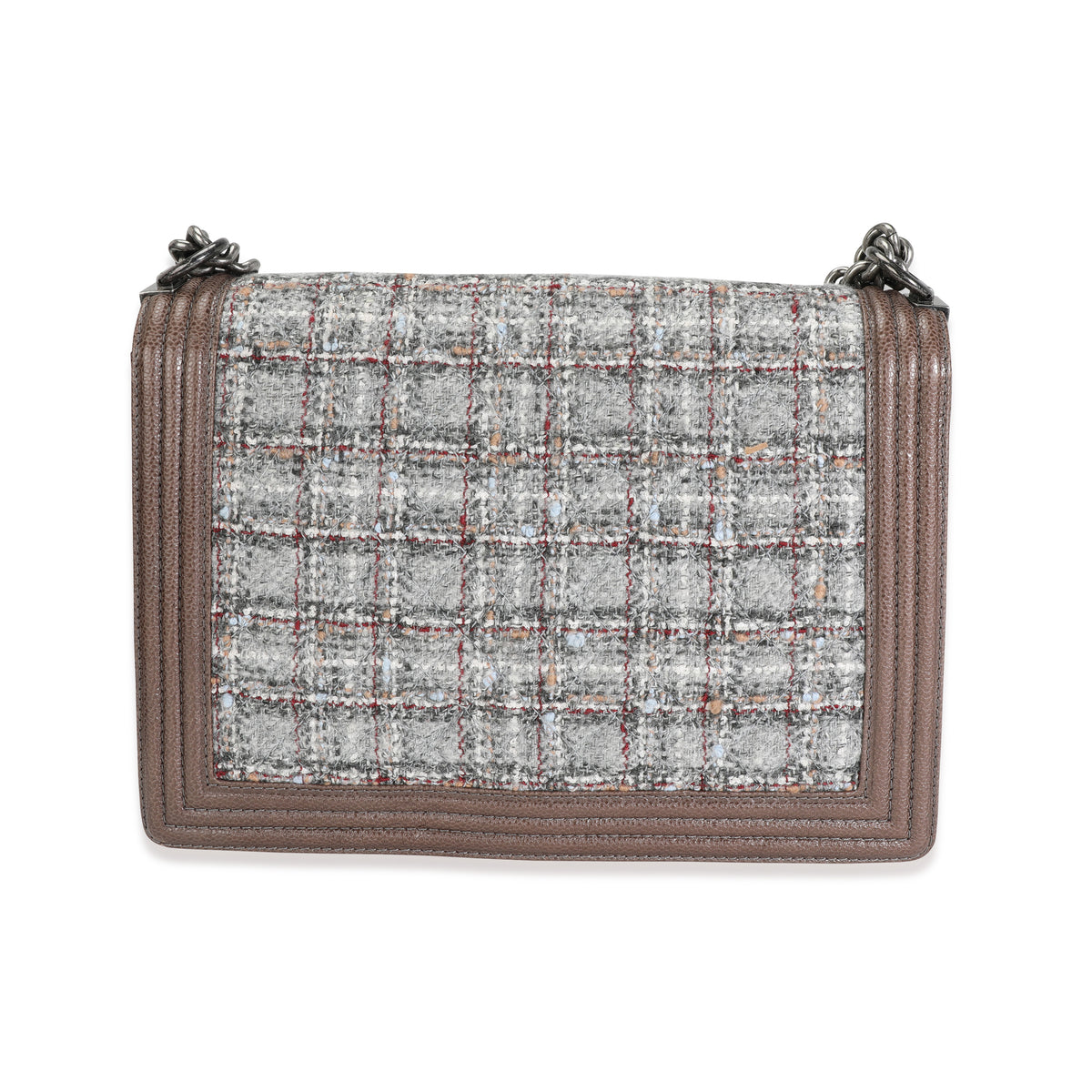 Taupe and Multicolor Tweed Large Boy Bag