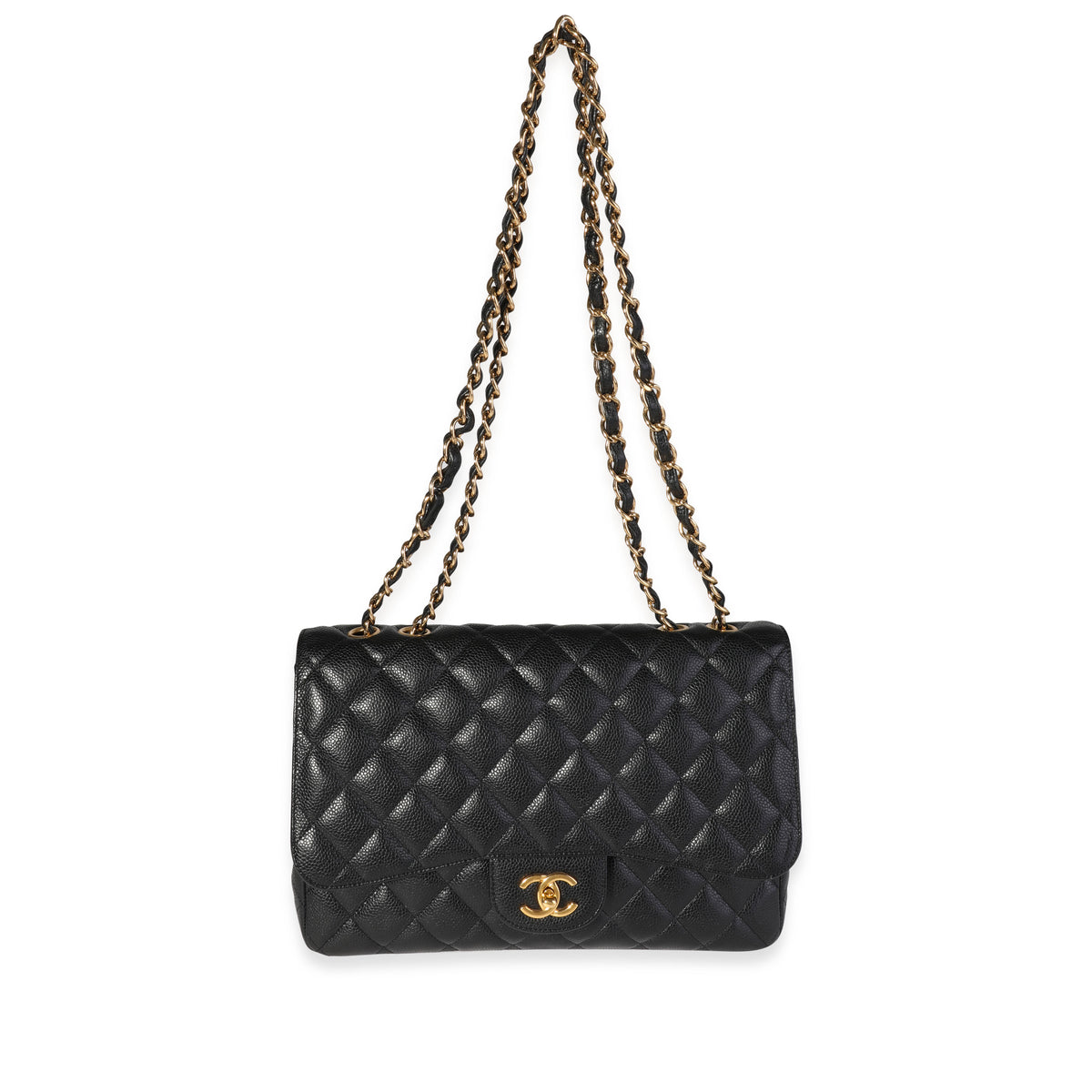 Black Quilted Jumbo Classic Single Flap Bag