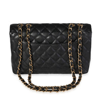 Black Quilted Jumbo Classic Single Flap Bag