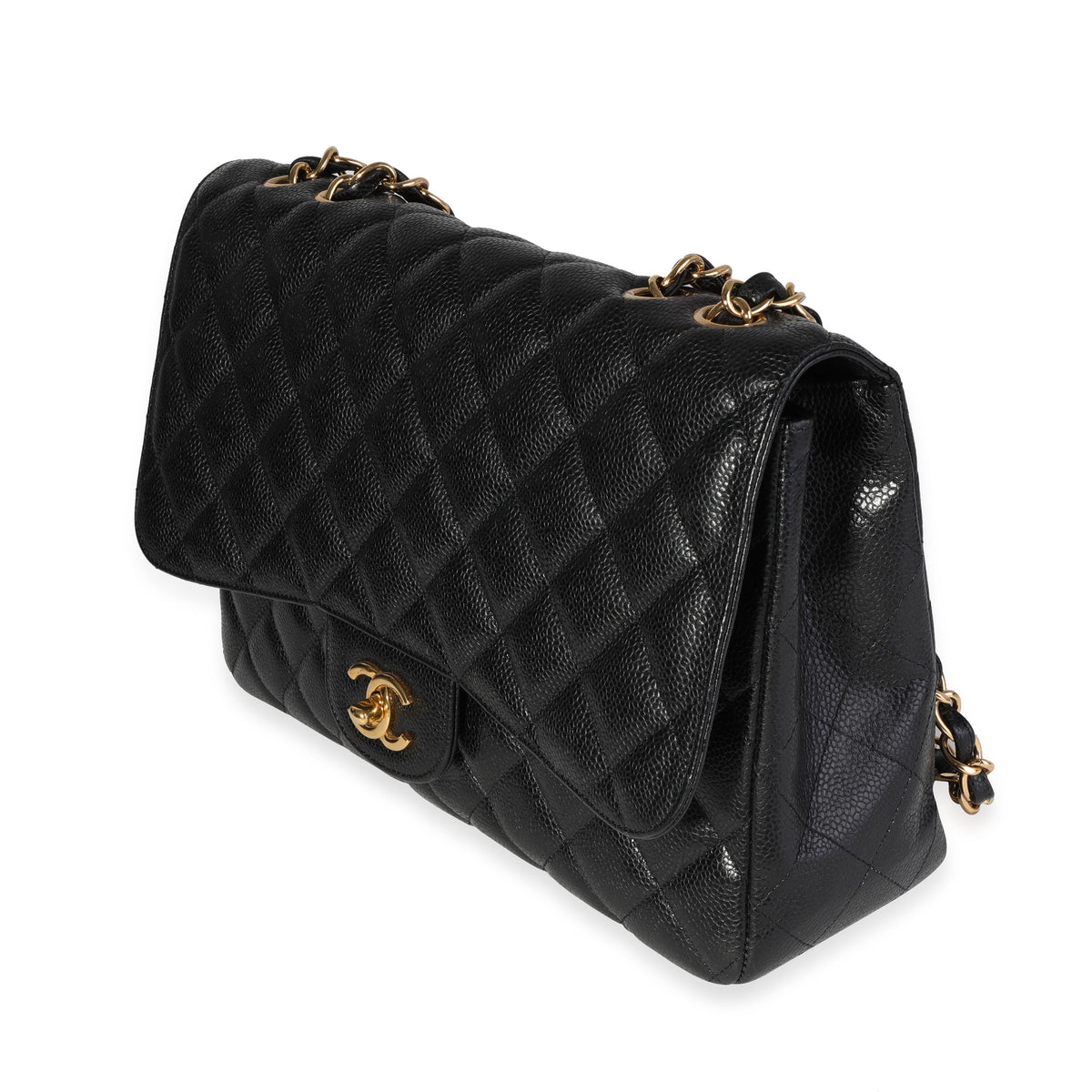 Black Quilted Jumbo Classic Single Flap Bag