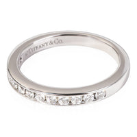 Channel Set Half Circle Diamond Wedding Band, Platinum, 0.24 Ctw