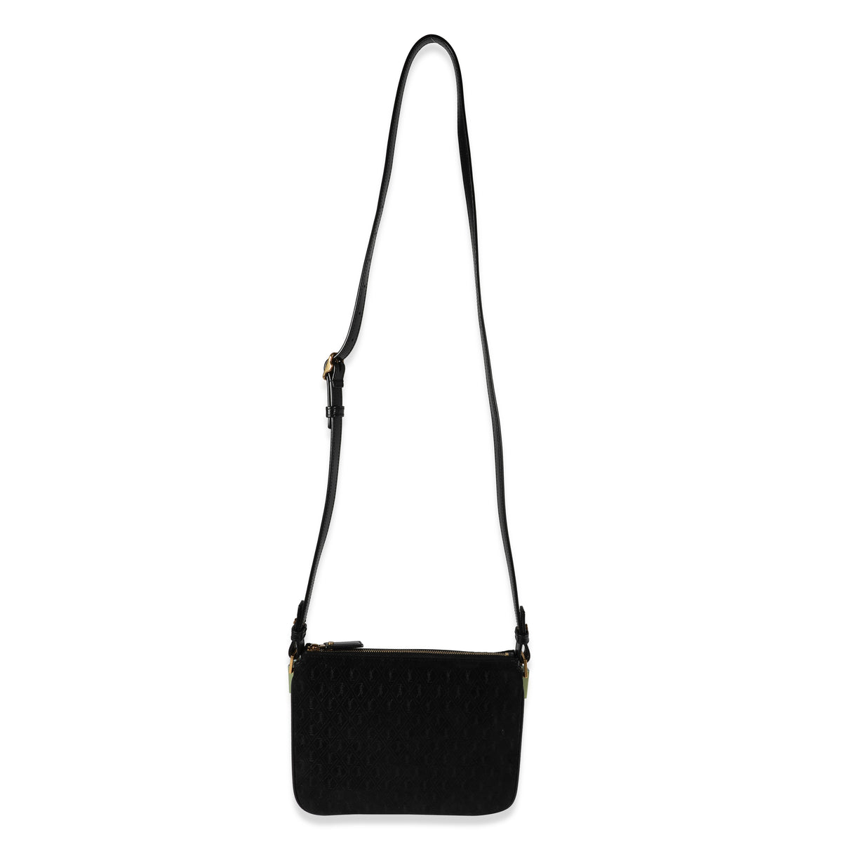 Black Suede & Leather All-Over Monogram Bag