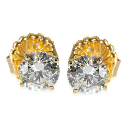 18K Yellow Gold 4 Prong Diamond Stud Earrings  3.05 CTW G/SI1