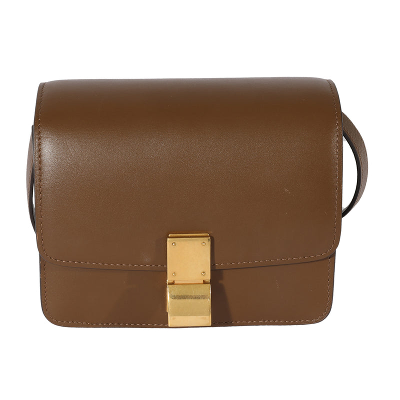 Brown Smooth Leather Small Box Bag