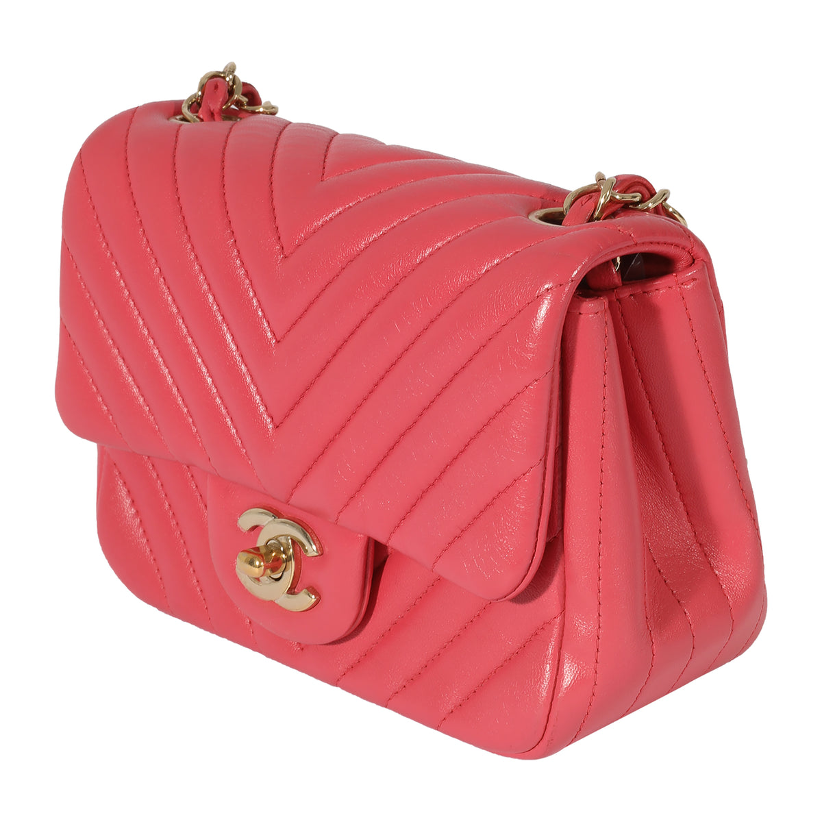 Chevron Pink Lambskin Mini Flap Bag