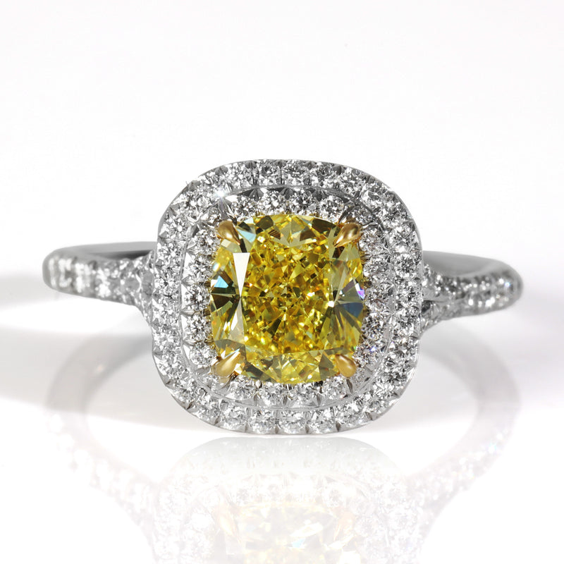 Soleste Yellow Diamond Engagement Ring in 18k Gold & Platinum 1.98