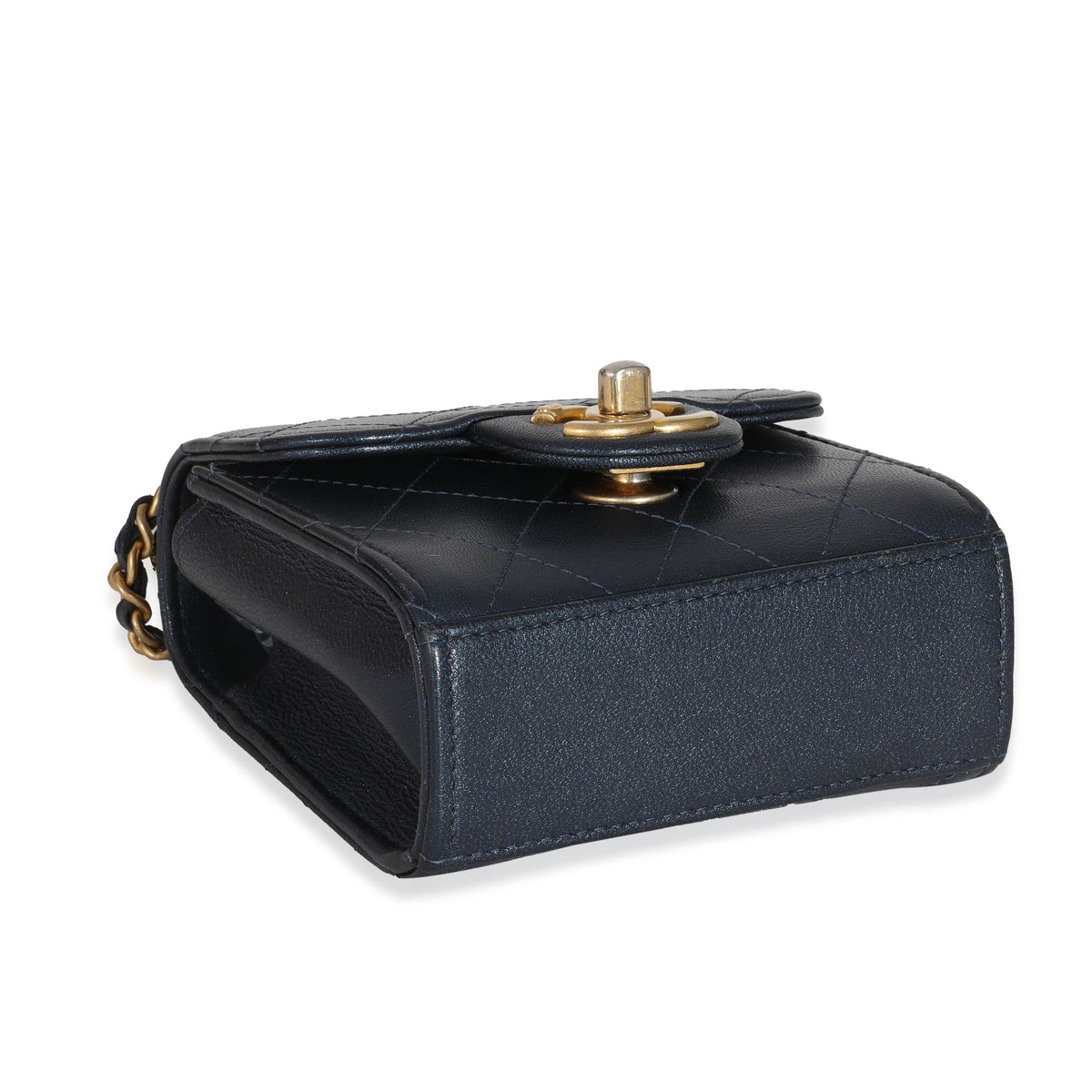 Navy Goatskin Chic Pearls Mini Flap Bag