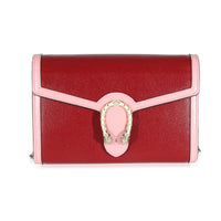 Pink White Leather Dionysus Chain Wallet