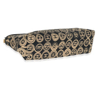 Black Beige Canvas CC Logo Clutch