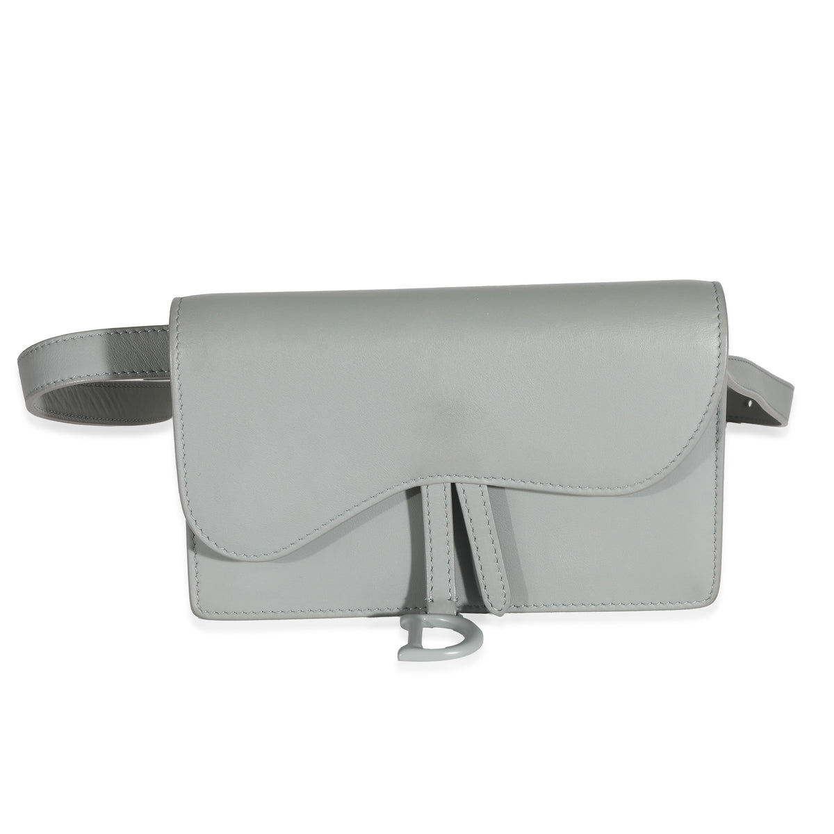 Grey Calfskin Saddle Belt Pouch