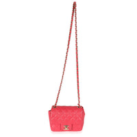 Dark Pink Quilted Lambskin Mini Square Flap Bag