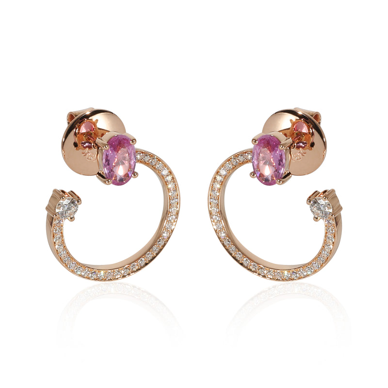 HUEB Spectrum Pink Sapphire & Diamond Earrings in 18k Rose Gold 0.39 CTW