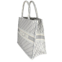 Ecru Gray Dior Oblique Embroidery Large Dior Book Tote