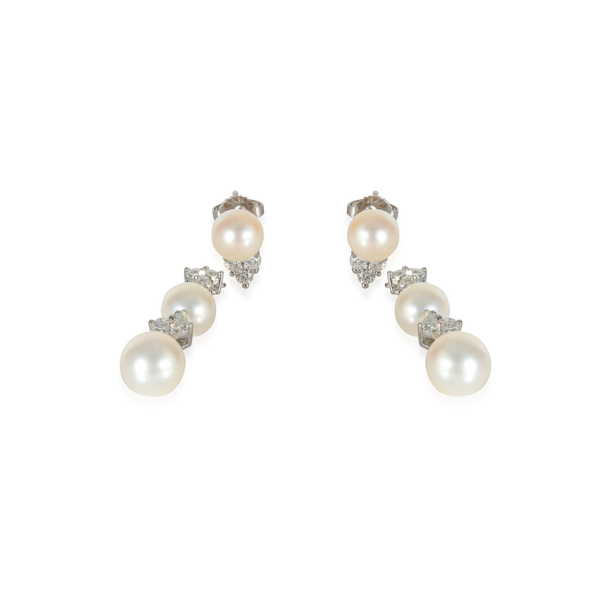 Aria Pearl Earrings with Jackets in Platinum 0.62 CTW