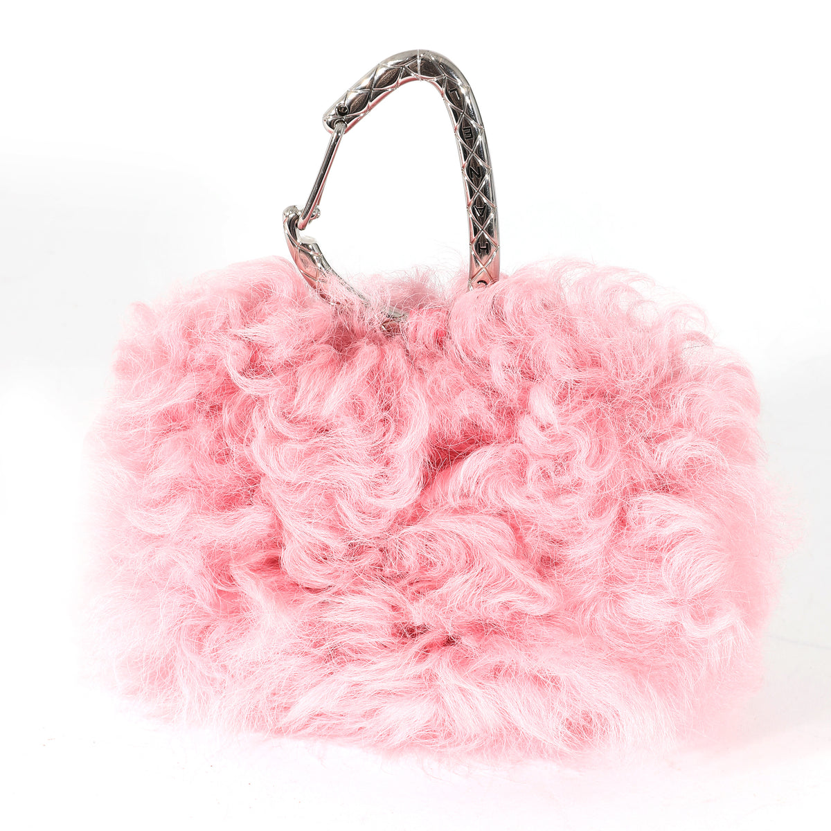 Pink Shearling Lambskin Jewel Hook Card Holder