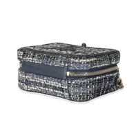 Navy Tweed Snakeskin Small CC Filigree Vanity Case