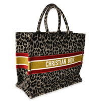 Brown Velvet Mizza Leopard Large Book Tote