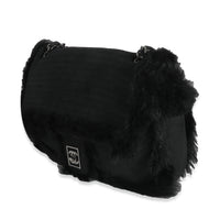 Black Horizontal Stitch Shearling CC Flap Bag