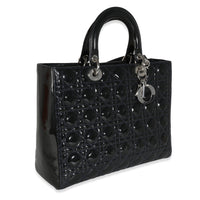 Navy Patent Cannage Large Lady Dior