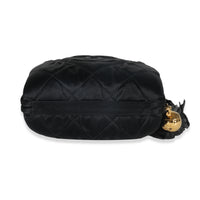 Black Quilted Satin CC Tassel Box Clutch