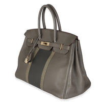 Étain Clemence Graphite Gris Fonce Lizard Club Birkin 35 PBHW