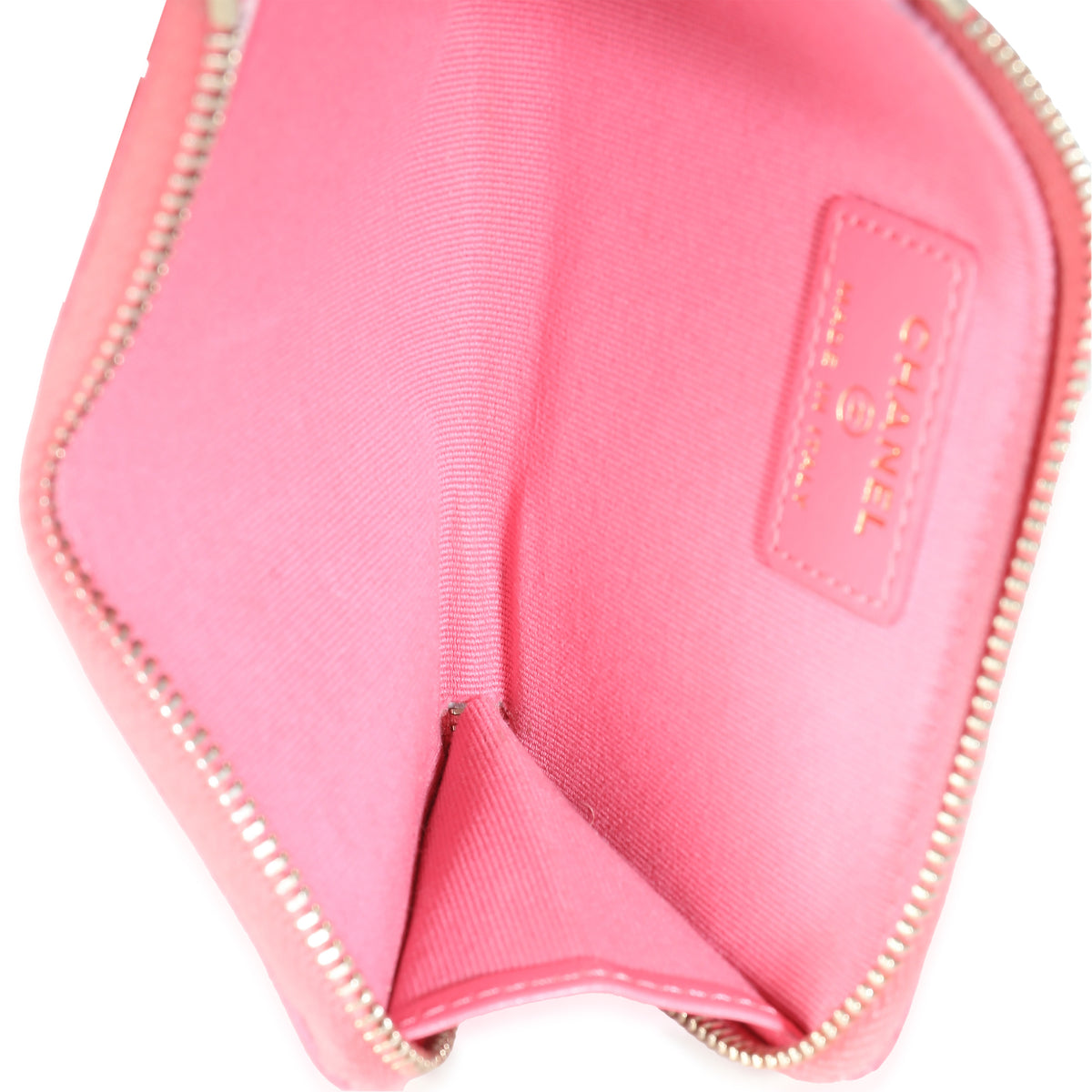 Pink Quilted Caviar Zip Card Case