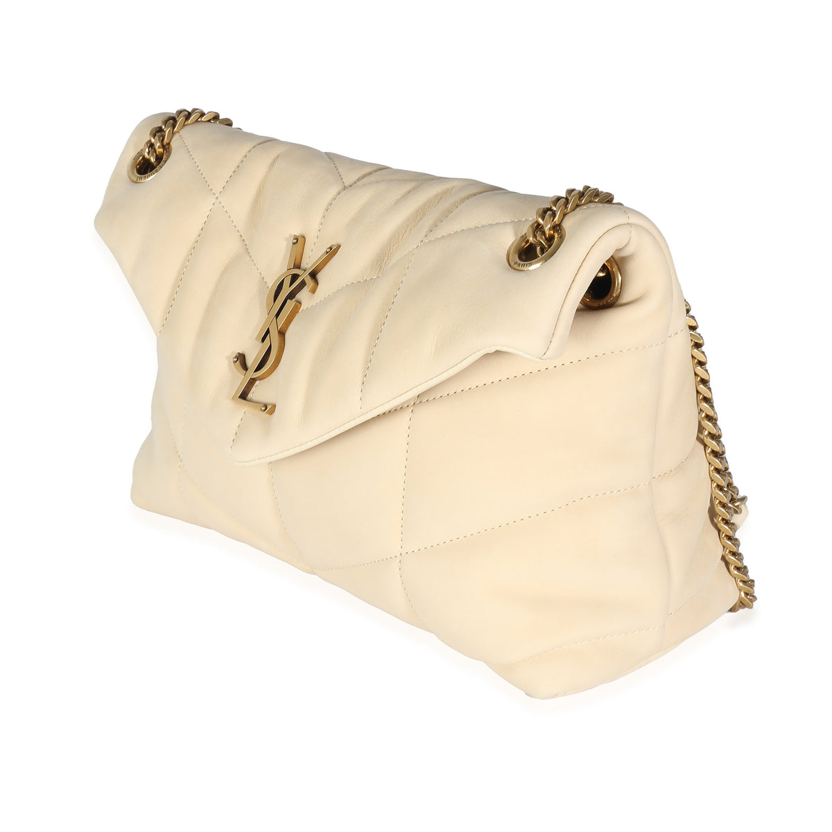 Beige Quilted Nubuck Small Puffer Chain Bag