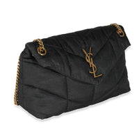 Black Quilted Nylon Small Lou Puffer Chain Bag