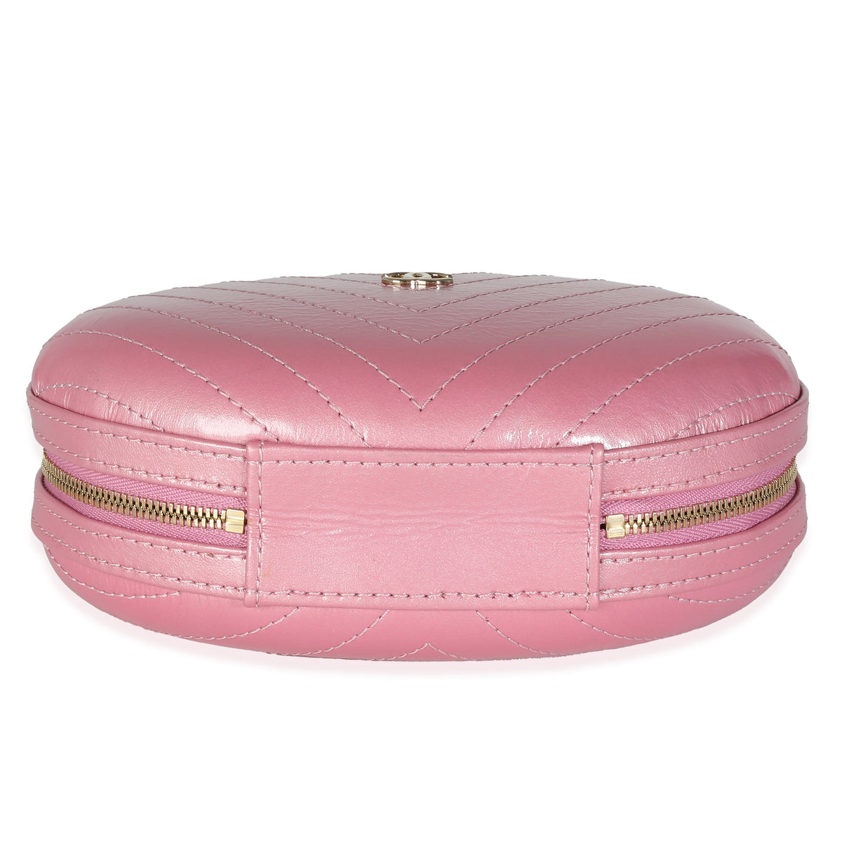 Pink Chevron Calfskin Evening Clutch With Chain