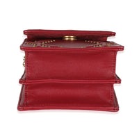 Red Leather Studded Diorama Vertical Clutch On Chain