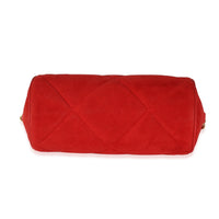 Vintage Red Suede Diamond Stitch Tassel Barrel Clutch